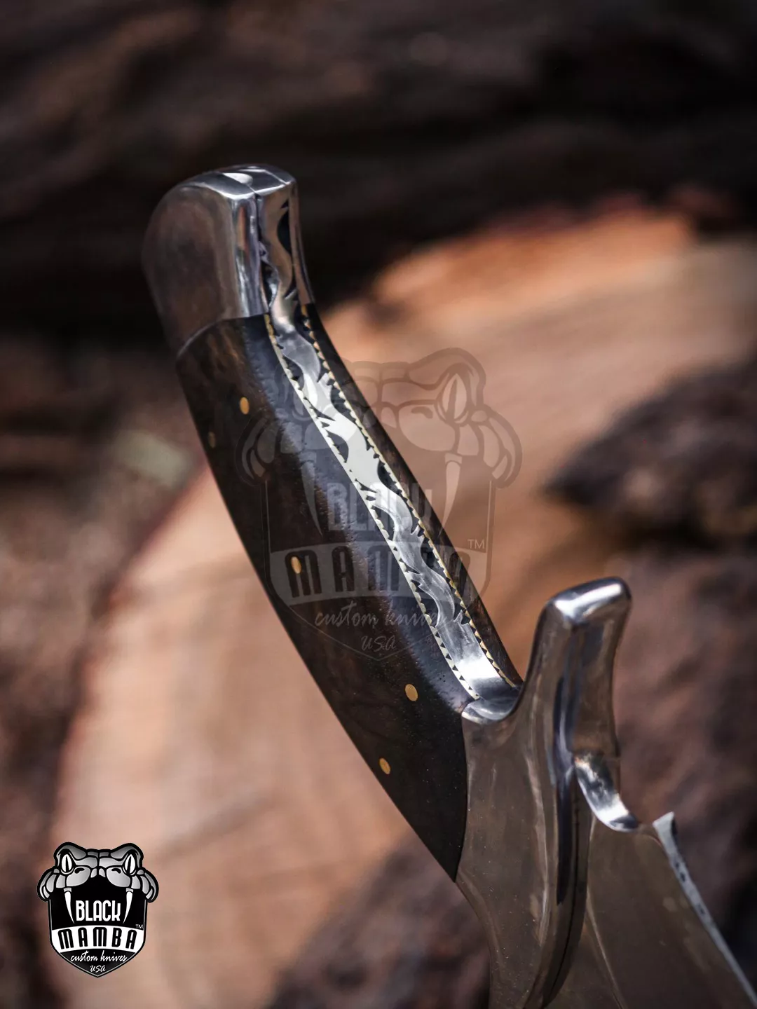 Anaconda - Damascus Bowie Knife, 16″ Overall, Wood Handle - view 13
