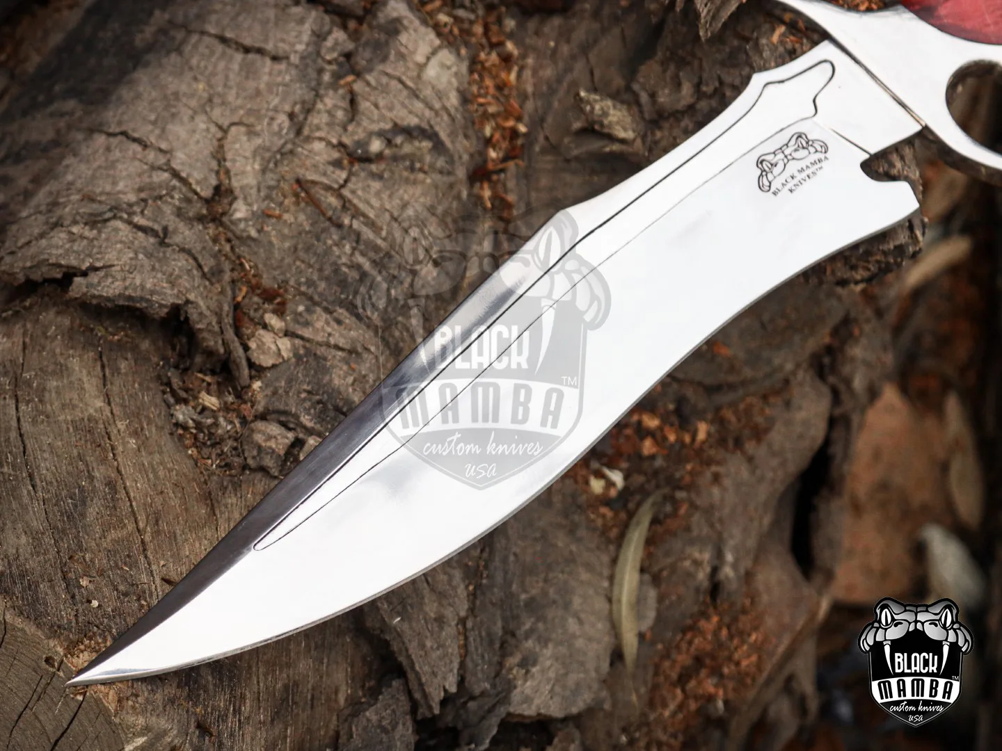 Red Dragon - Damascus Bowie Knife, 19″ Overall, Wood Handle - view 8