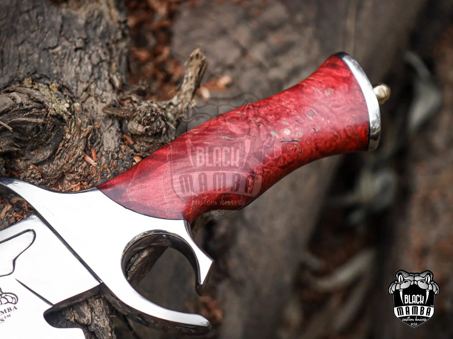 Red Dragon - Damascus Bowie Knife, 19″ Overall, Wood Handle - view 11