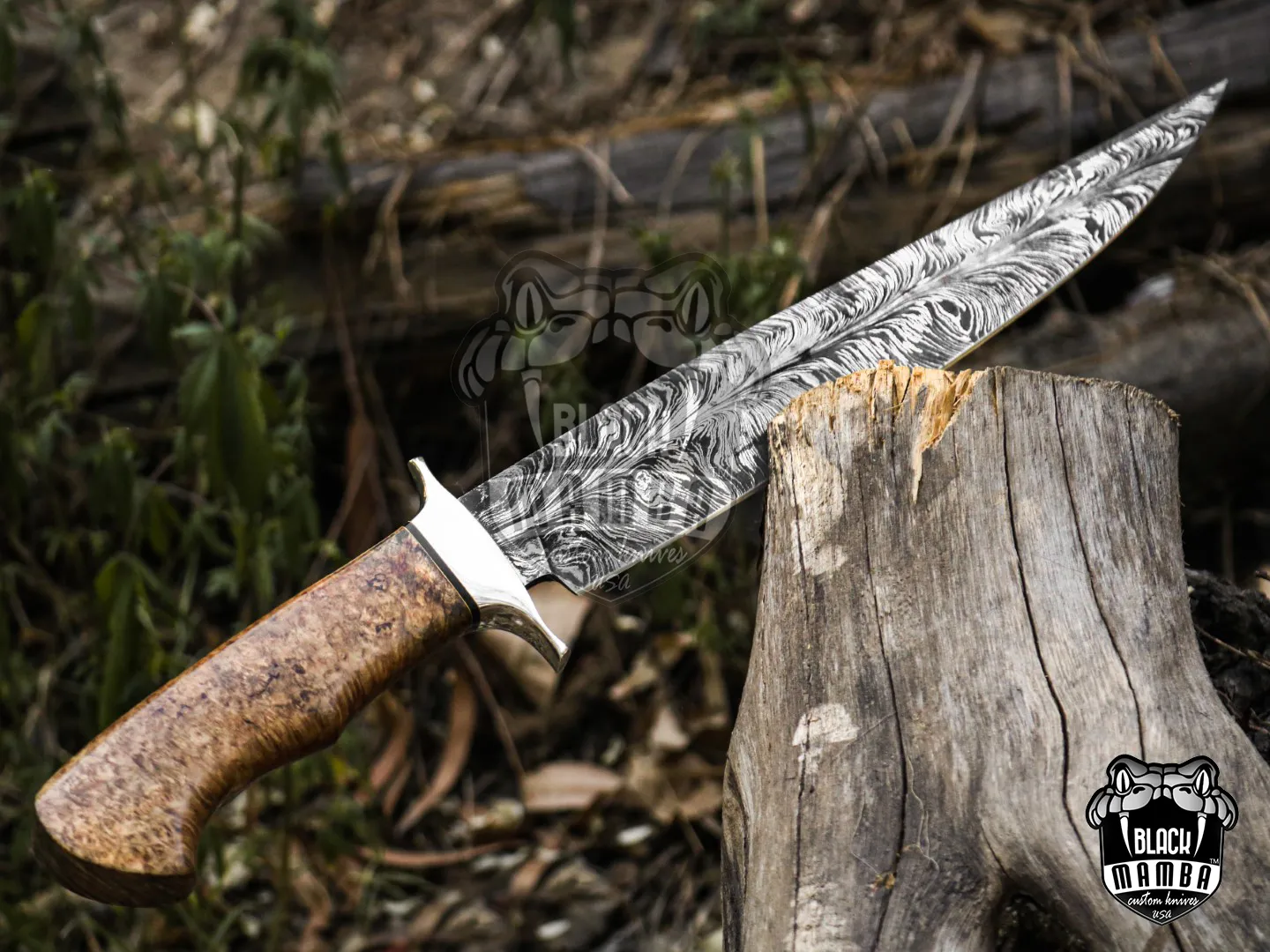 God Fire - 440C Steel Bowie Knife, 18″ Overall, Wood Handle - view 3