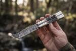 Damascus Balisong Butterfly Knife with Beautiful Stag Handle Handmade Original Traditional Filipino Butterfly Batanga Knife Black Mamba Knives USA | DB-24