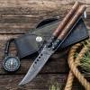 DB-29 Damascus Balisong Butterfly Knife with Beautiful Wooden Handle rain drop pattern Handmade Original Traditional Filipino Butterfly Batanga Knife black mamba knives USA