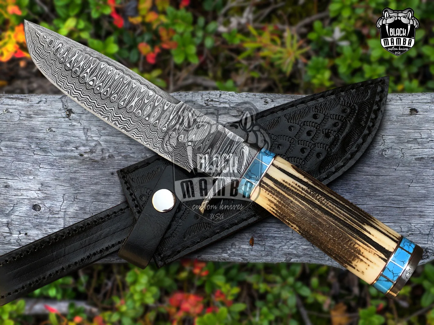 Yuma Style - Damascus Bowie Knife, 12″ Overall - view 2