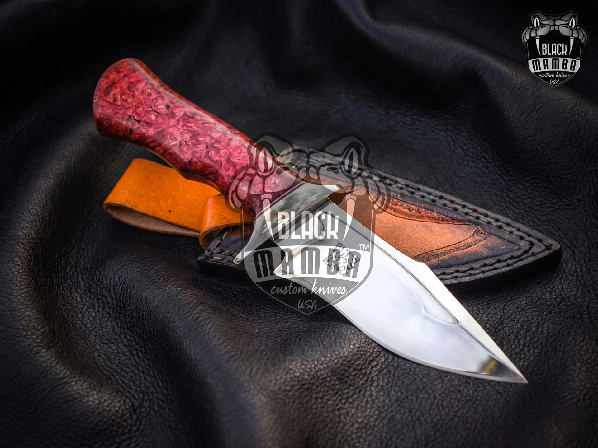 Red Cardinal - Damascus Hunting Knife, 10.1″ Overall