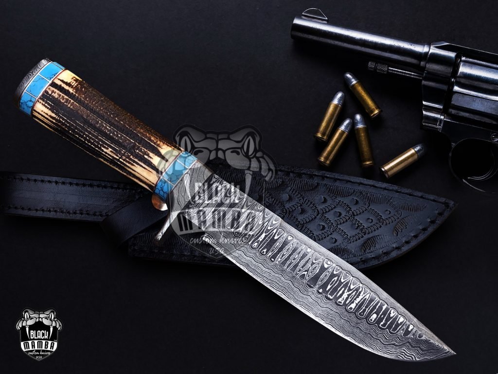BMK-635 Yuma Style Knife 12″ LONG 7″BLADE” 11.2 OZ Hunting Bowie Survival Handmade knife Outdoor Bowie Damascus Knife Black mamba Hand Made World Class knives USA Made