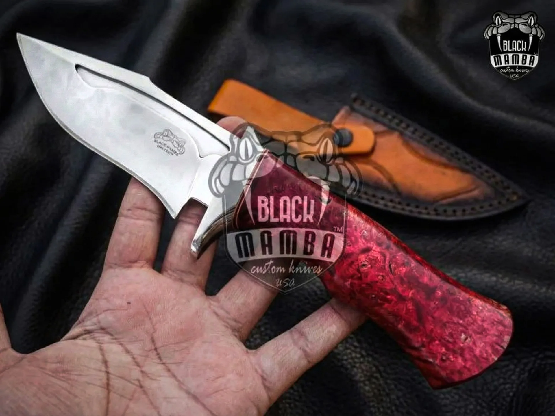 Red Cardinal - Damascus Hunting Knife, 10.1″ Overall - view 5