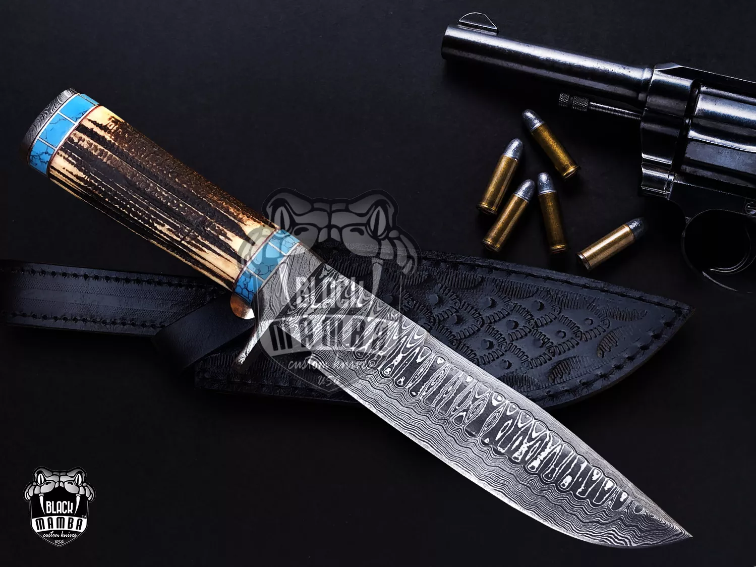 Yuma Style - Damascus Bowie Knife, 12″ Overall