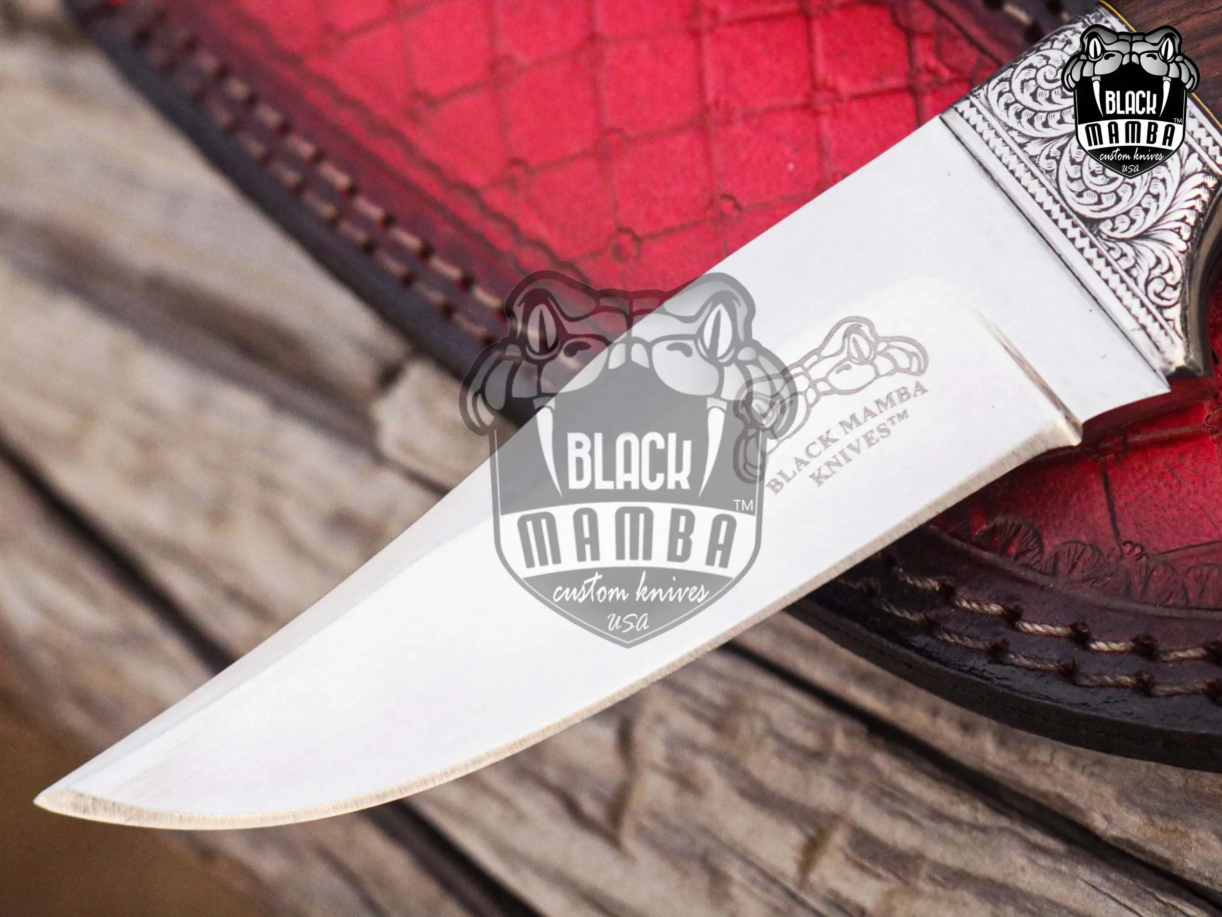 Bmk-UL-16 Kingsnake High End Handmade Engraved Handle Bolster Steel Hunting Skinner Knife 4 Inches Blade Made in USA - view 7