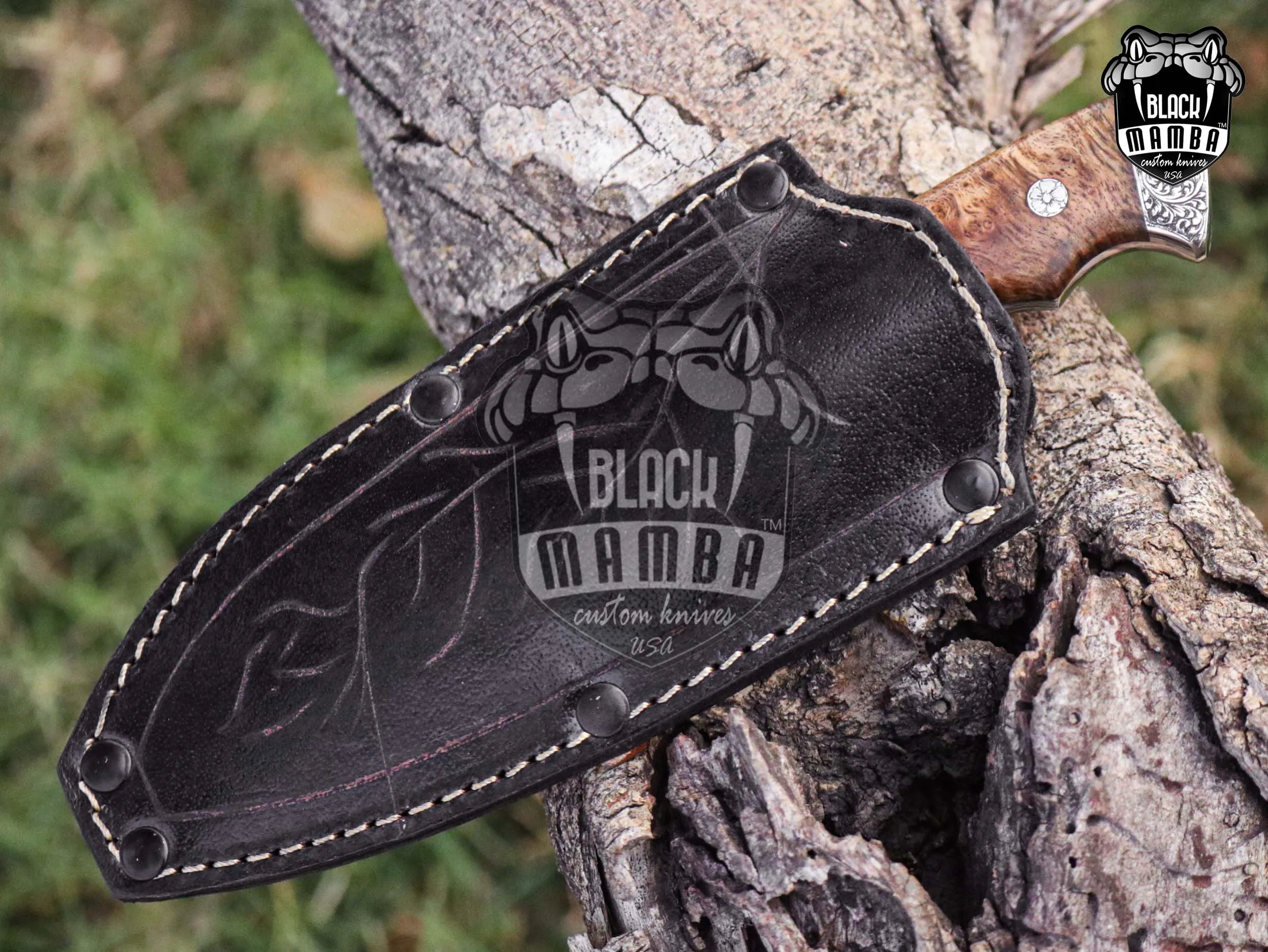 Bmk-UL-19 Brown Bear High End Handmade Engraved Steel Hunting Knife 3.5 Inches Blade Made in USA - view 3