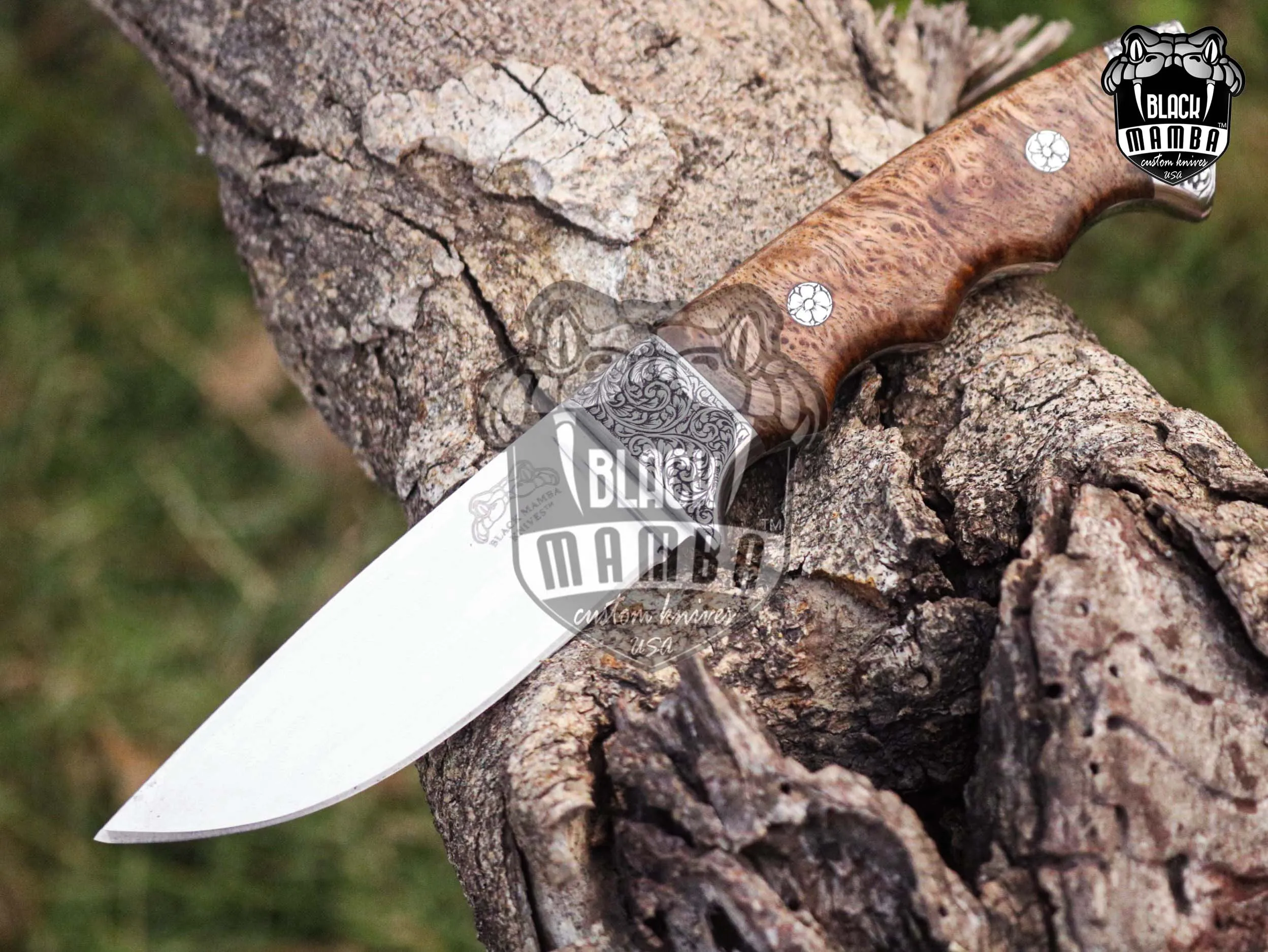 Bmk-UL-19 Brown Bear High End Handmade Engraved Steel Hunting Knife 3.5 Inches Blade Made in USA - view 7