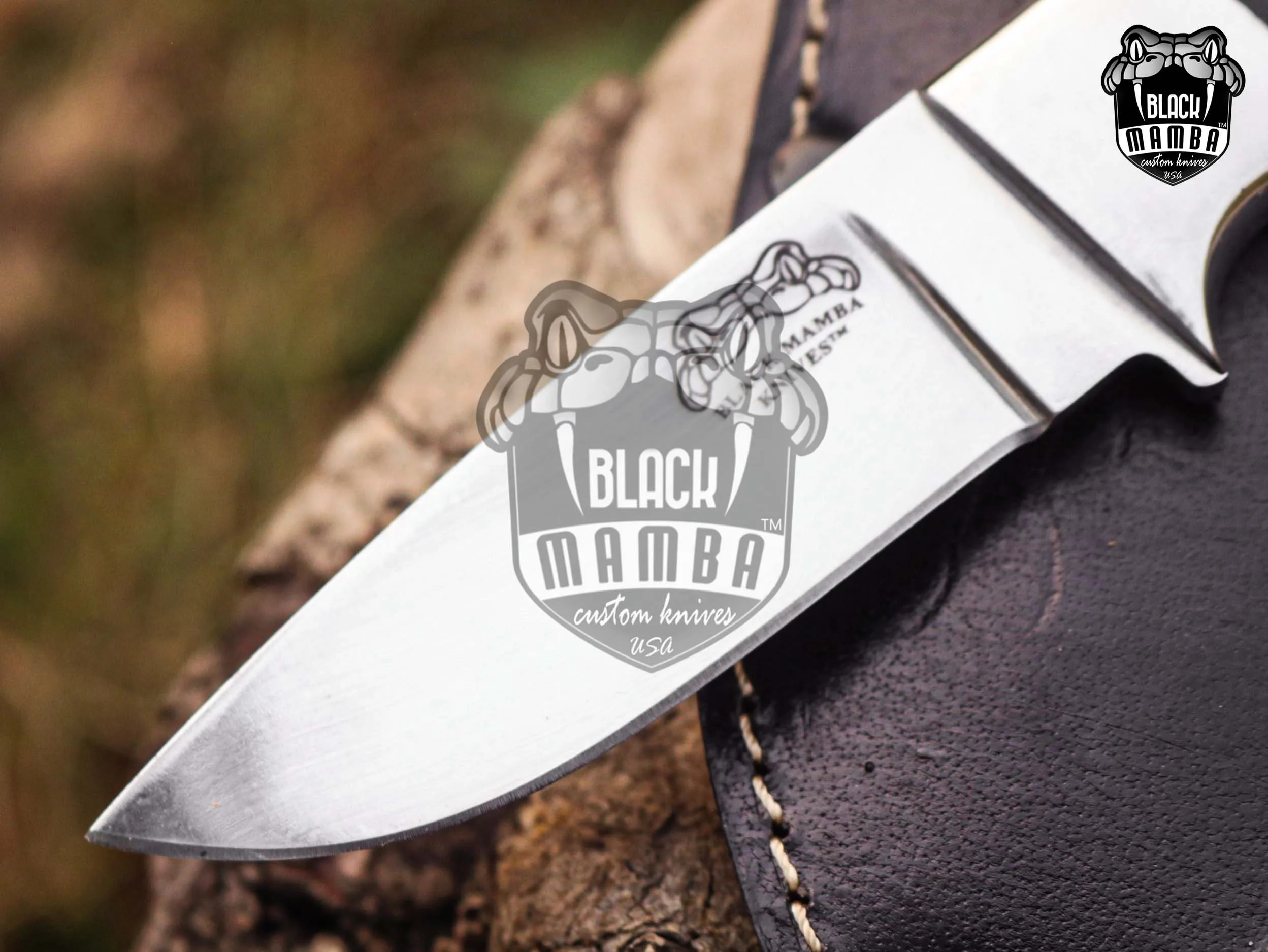 Black Bear - Damascus Hunting Knife, 8″ Overall - view 11