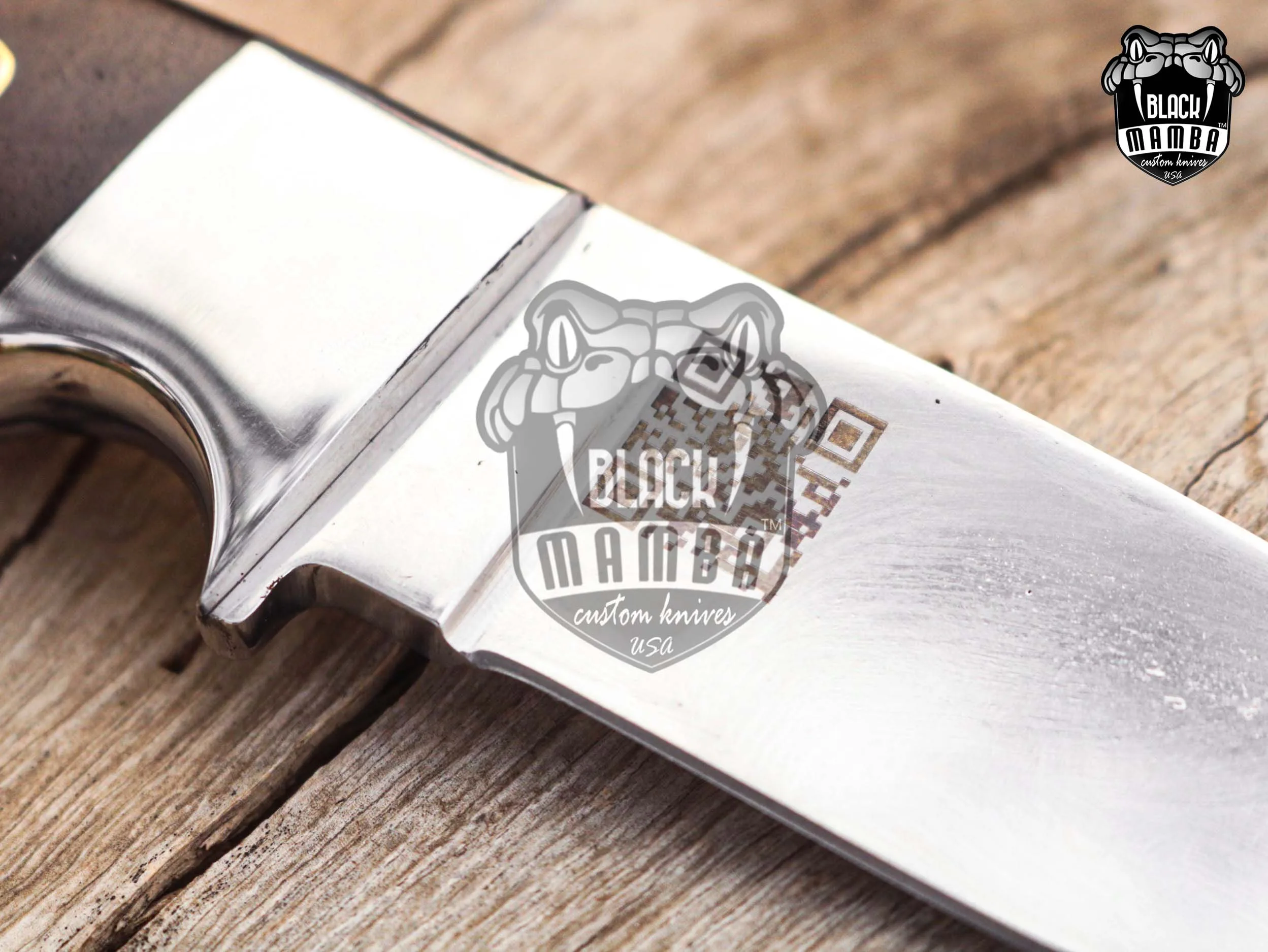 Black Bear - Damascus Hunting Knife, 8″ Overall - view 7