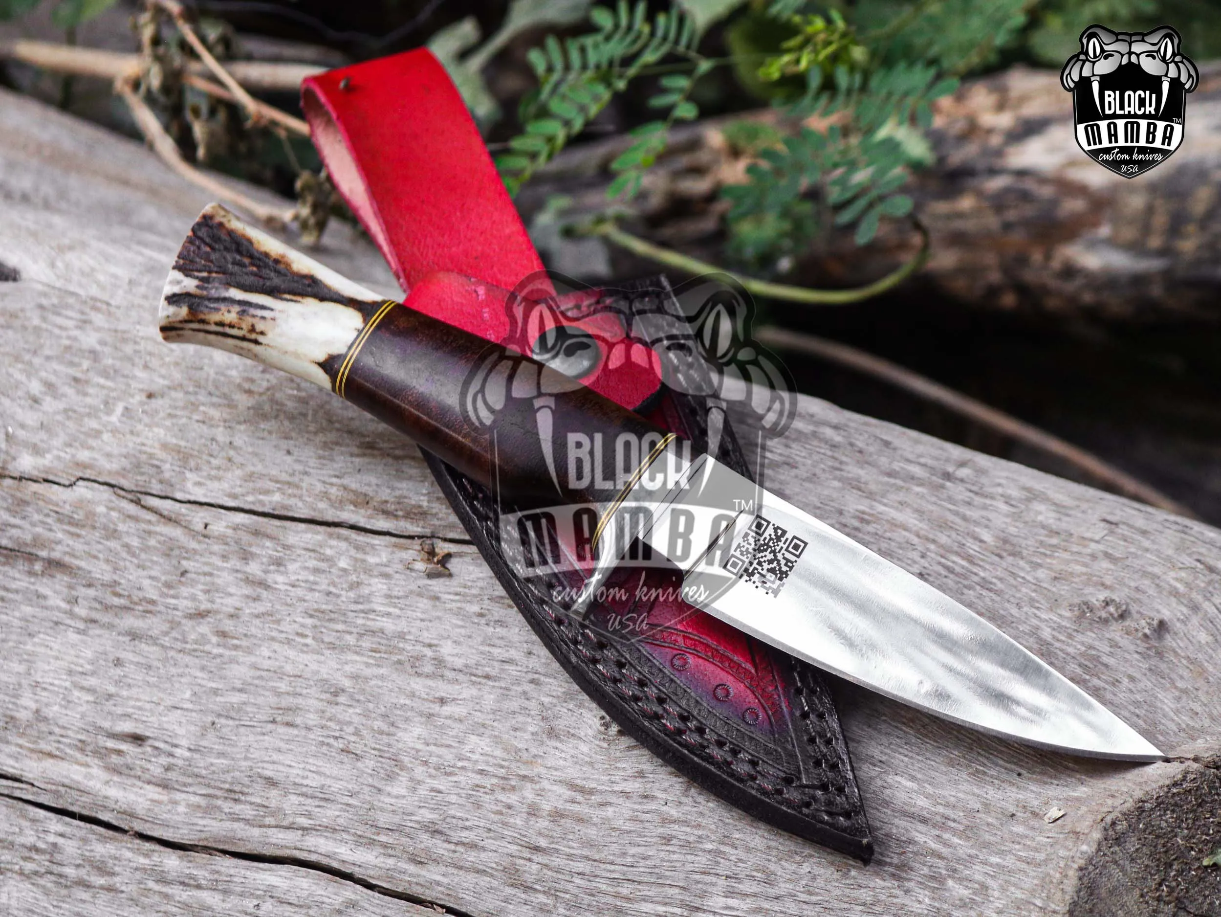 Bmk-UL-32 Black Bird Handmade Stag Handle Hunting Knife 5.5 Inches Stainless Steel Blade Made in USA - view 10