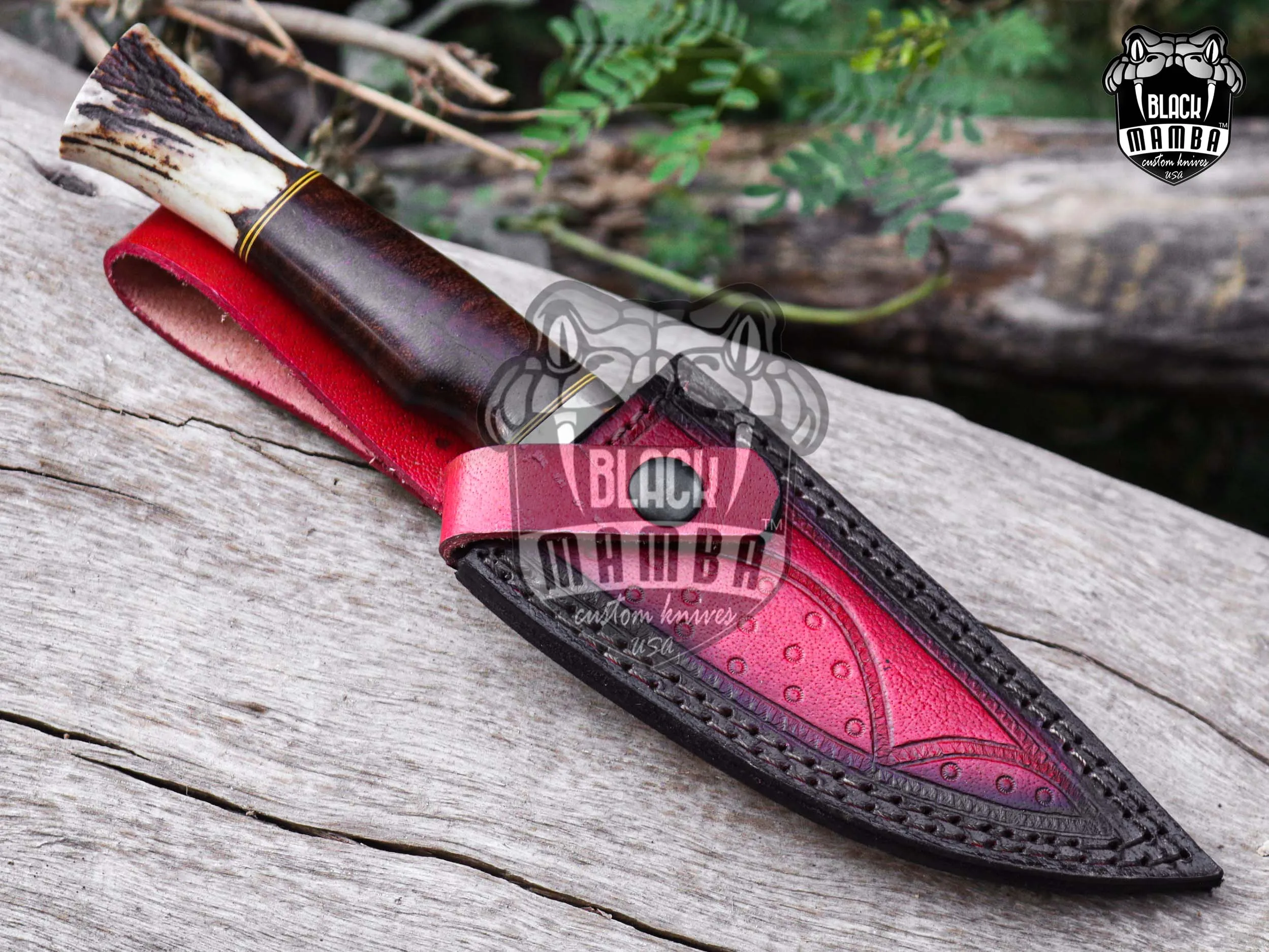 Bmk-UL-32 Black Bird Handmade Stag Handle Hunting Knife 5.5 Inches Stainless Steel Blade Made in USA - view 2