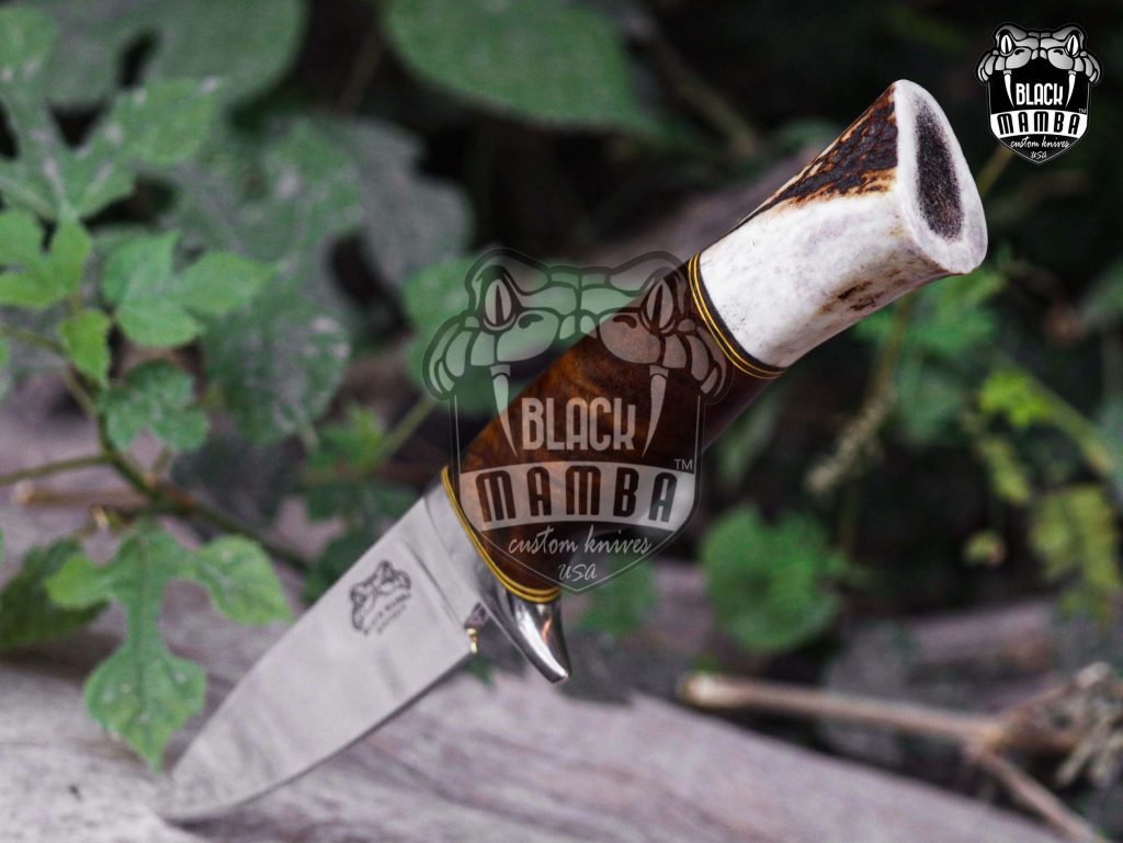 Bmk-UL-32 Black Bird Handmade Stag handle Hunting Knife 5.5 inches Stainless Steel Blade Made in USA - Image 3