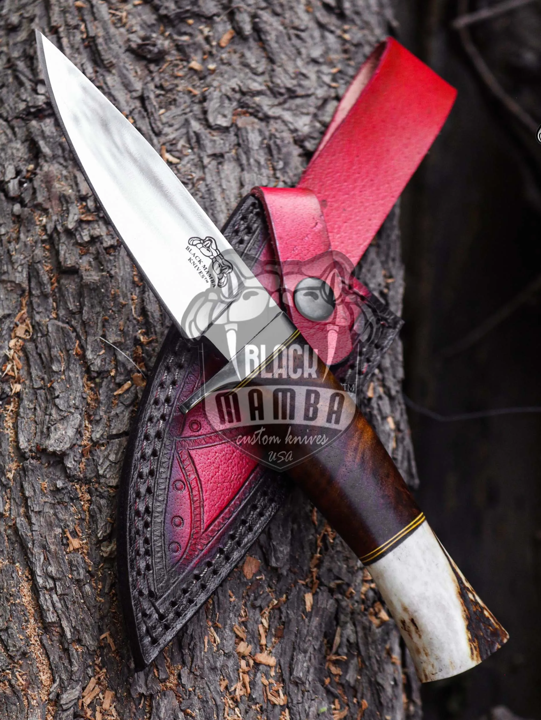Bmk-UL-32 Black Bird Handmade Stag Handle Hunting Knife 5.5 Inches Stainless Steel Blade Made in USA - view 12