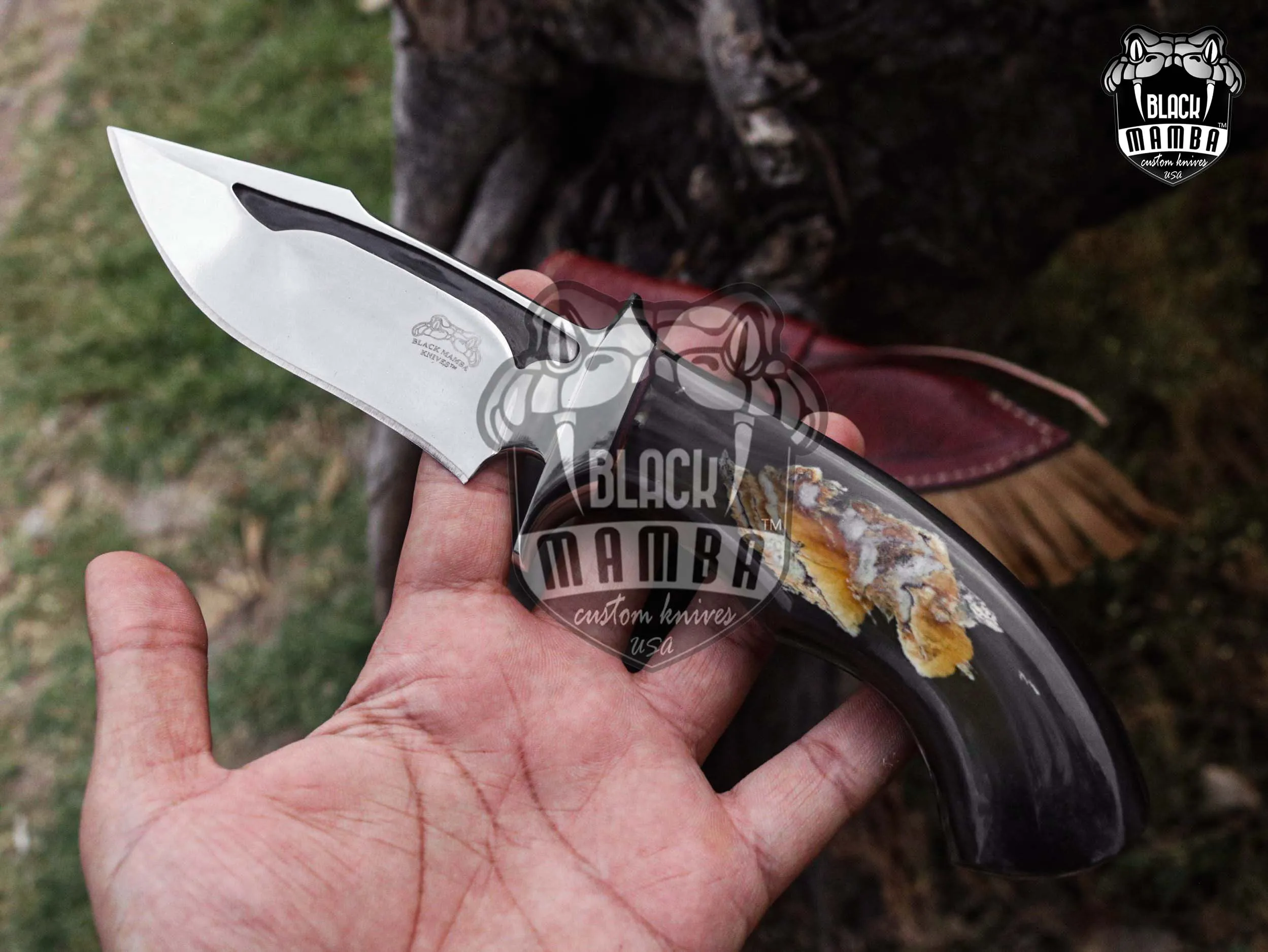 Bmk-UL-25 Rhino High End Luxury Handmade Stainless Steel Hunting Knife 5 inches Blade Made in USA - Image 6