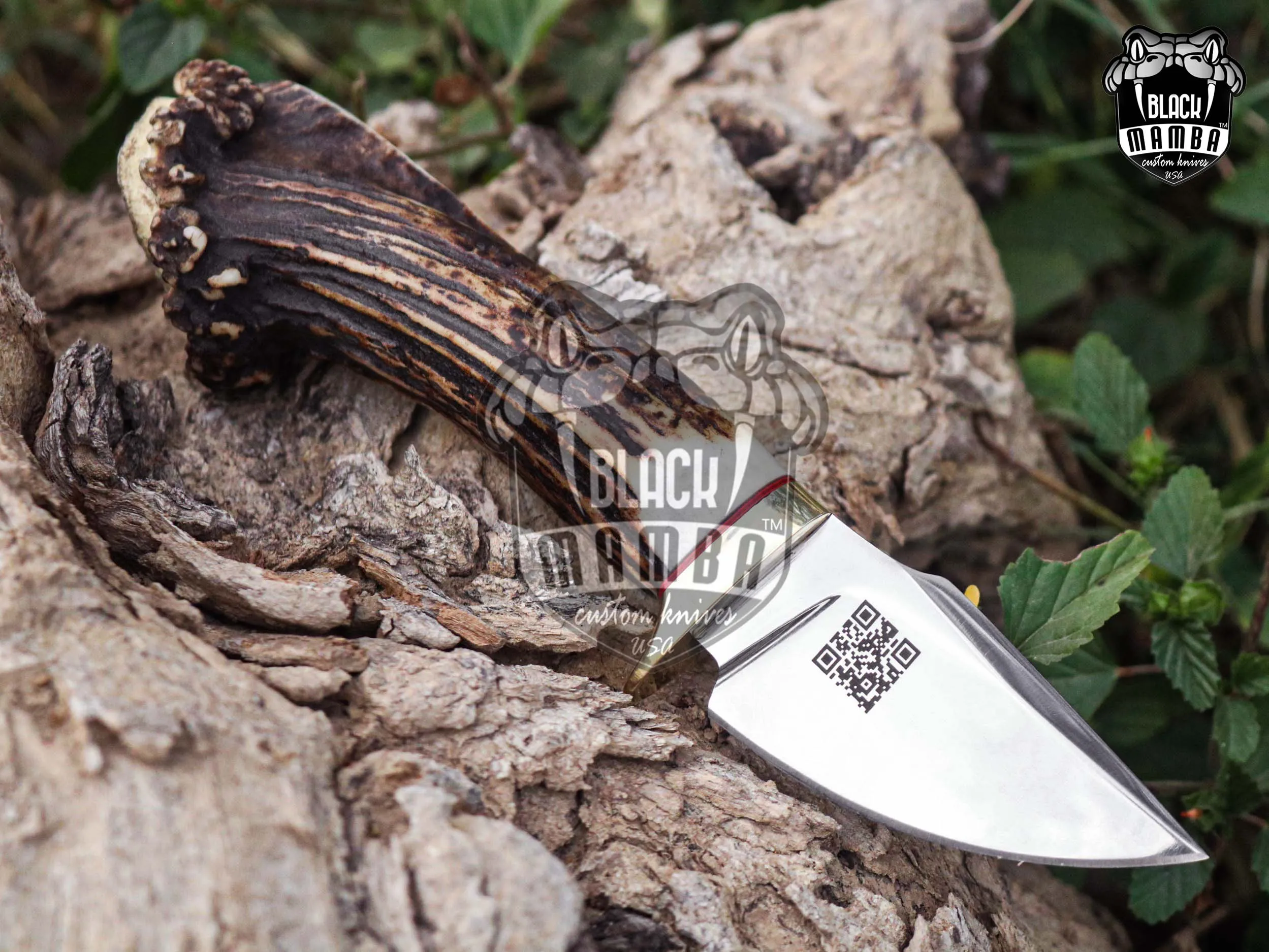 Gold Antler - Damascus Hunting Knife, 8″ Overall, Stag Handle - view 8