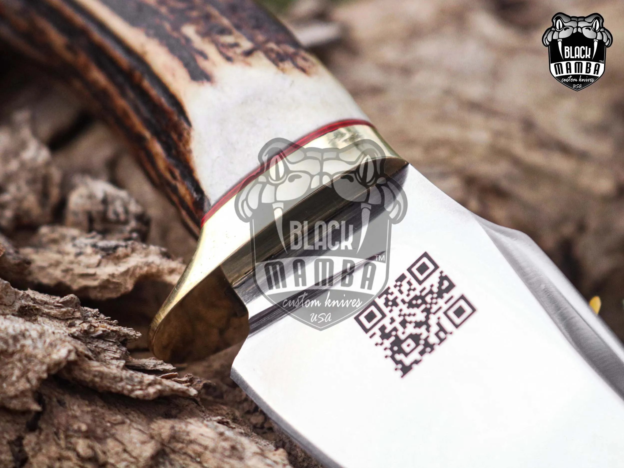 Gold Antler - Damascus Hunting Knife, 8″ Overall, Stag Handle - view 5
