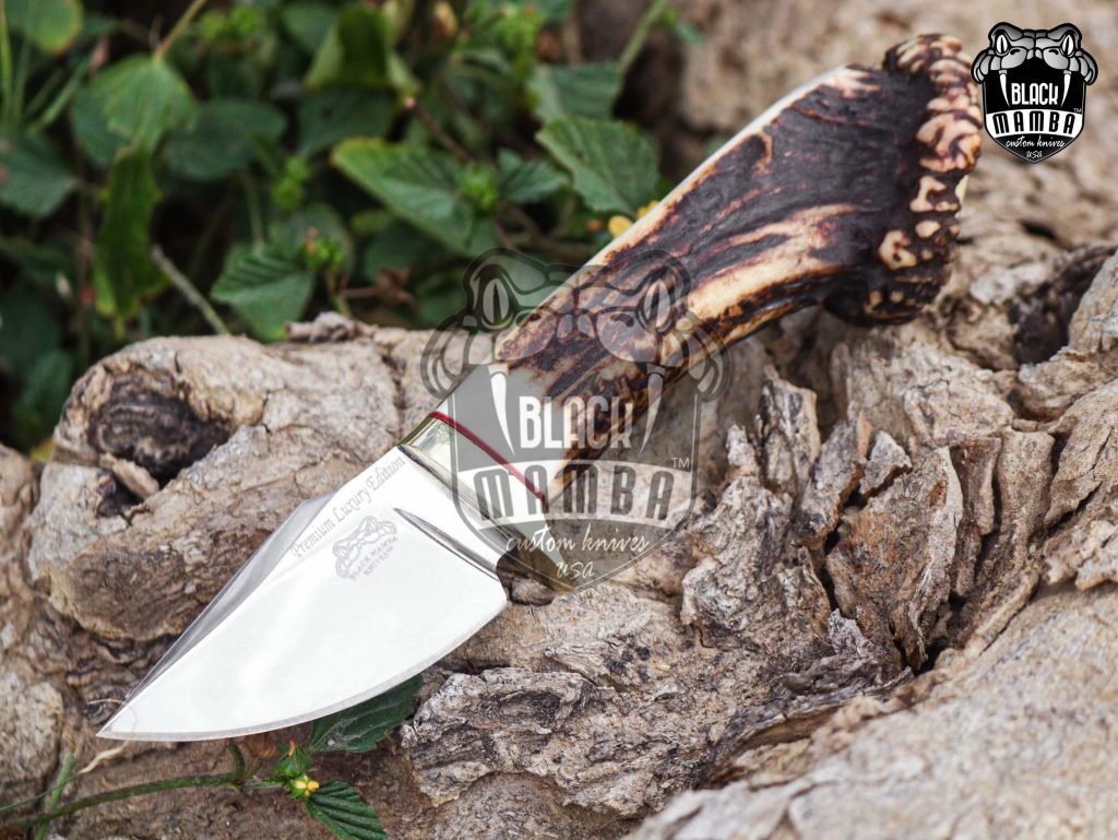 Bmk-UL-26 Gold Antler Luxury Handmade Stainless Steel Hunting Knife 3 inches Blade Made in USA