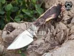 Gold Antler - Damascus Hunting Knife, 8″ Overall, Stag Handle