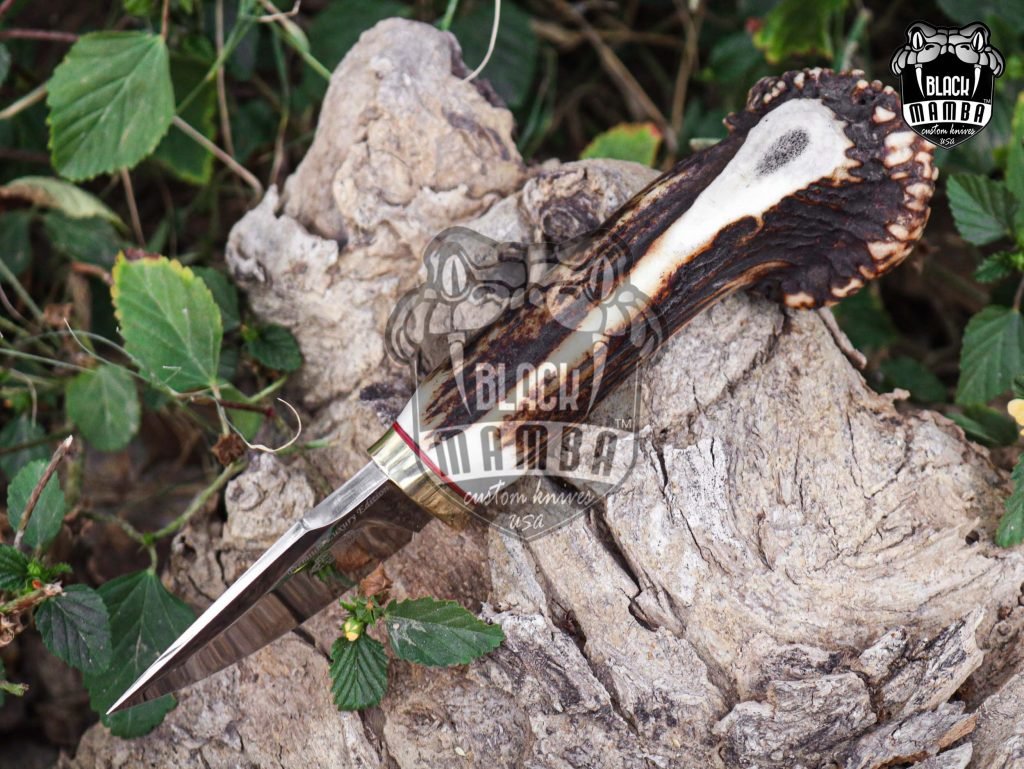 Bmk-UL-26 Gold Antler Luxury Handmade Stainless Steel Hunting Knife 3 inches Blade Made in USA - Image 4