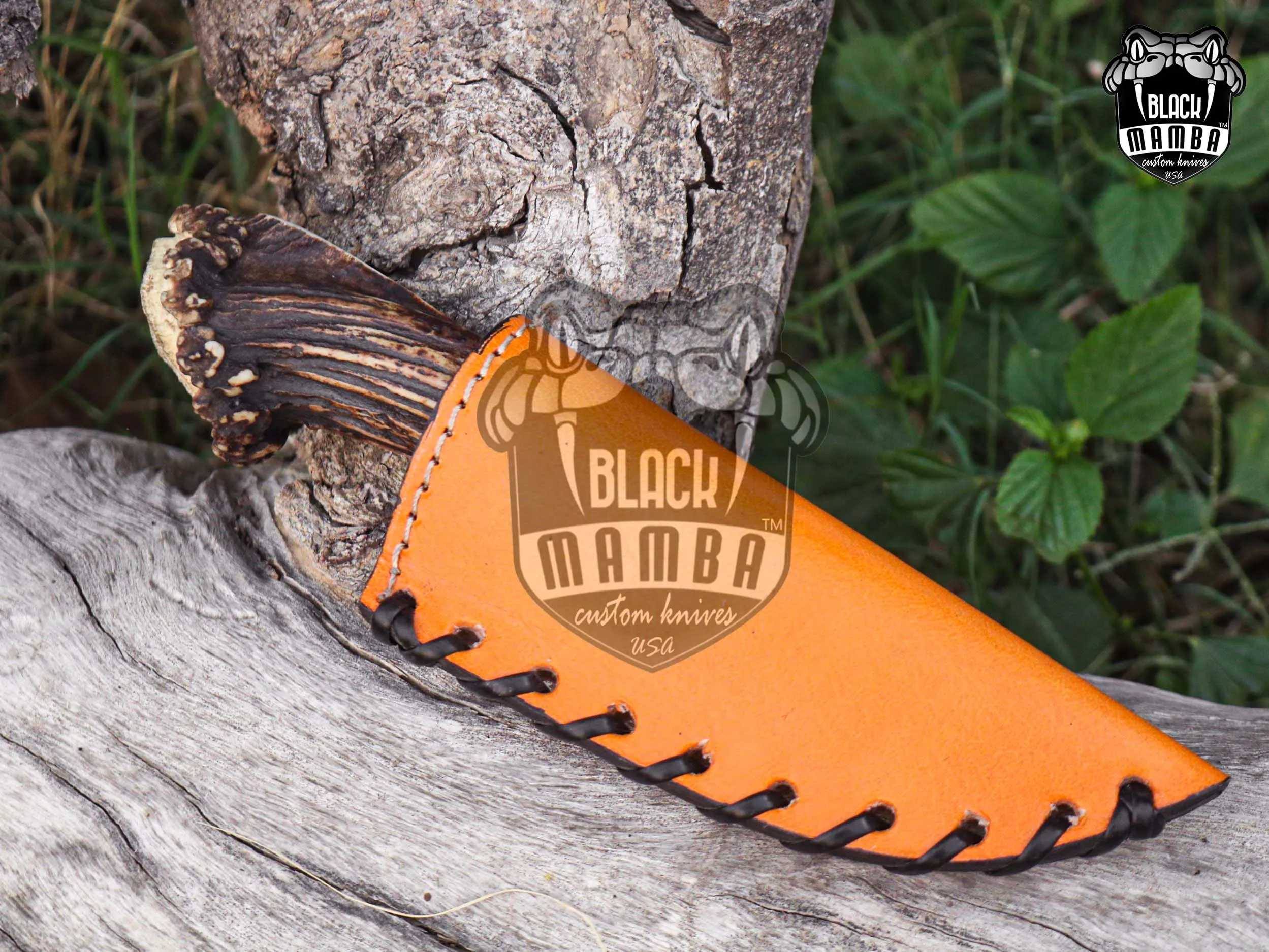 Gold Antler - Damascus Hunting Knife, 8″ Overall, Stag Handle - view 2