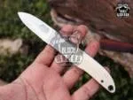 Mink - Damascus Hunting Knife, 7″ Overall, Bone Handle