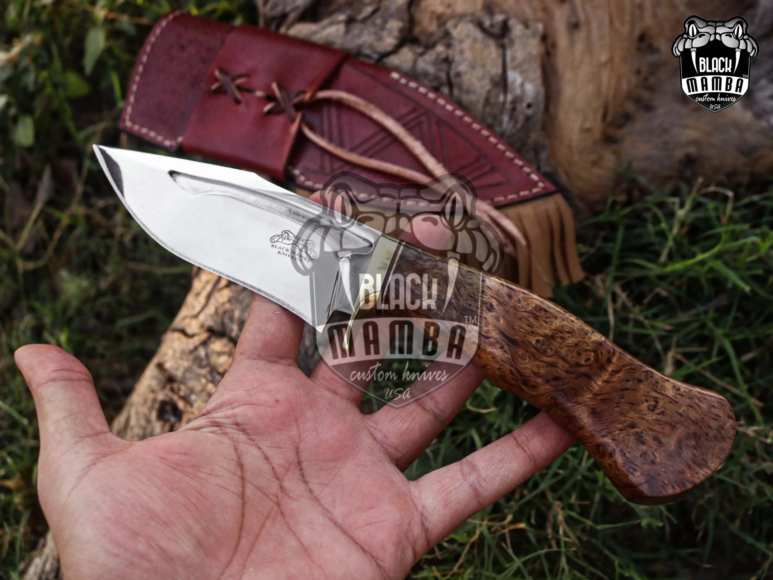 Moose - Damascus Hunting Knife, 10″ Overall - view 3