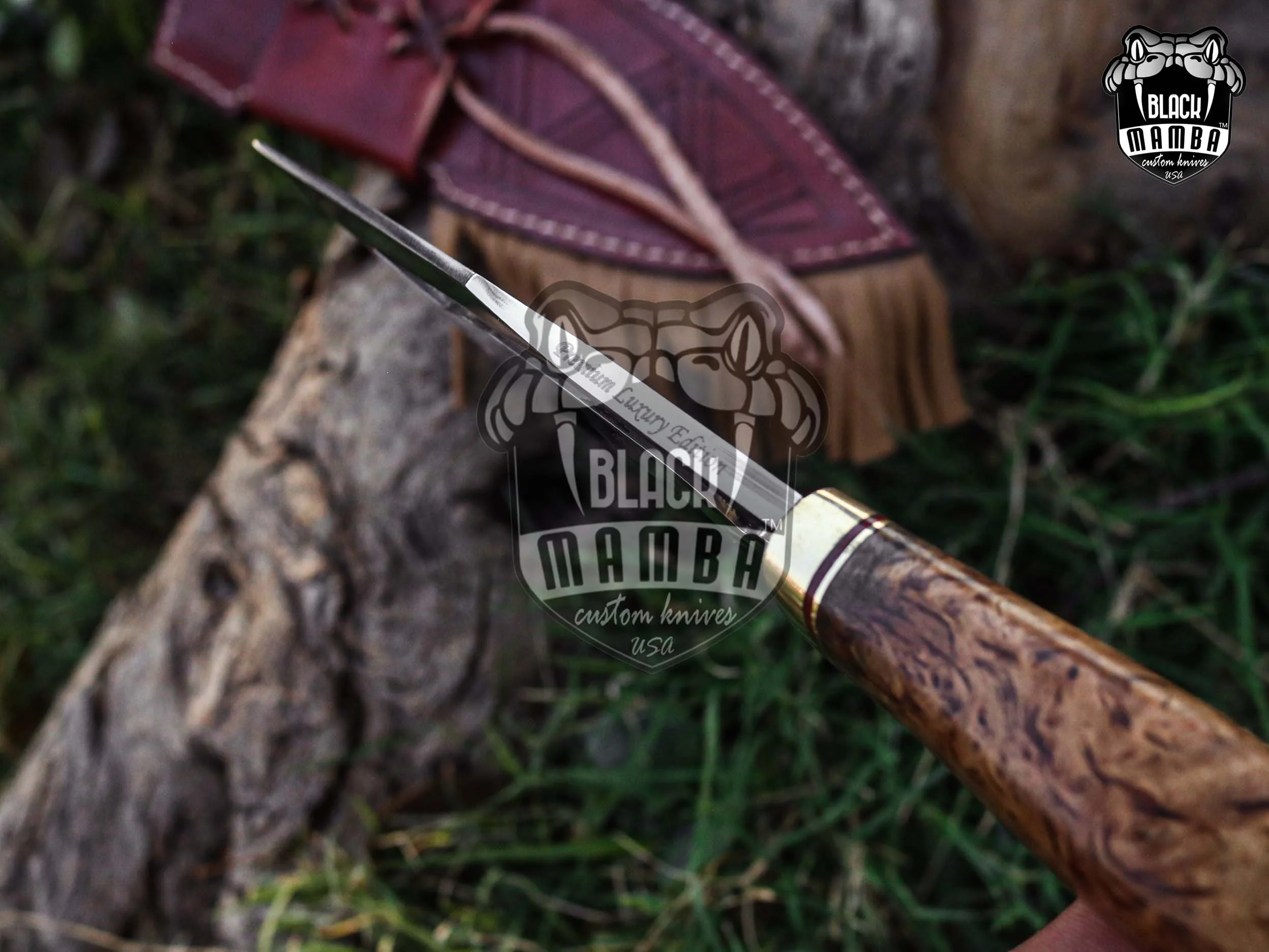 Moose - Damascus Hunting Knife, 10″ Overall - view 9