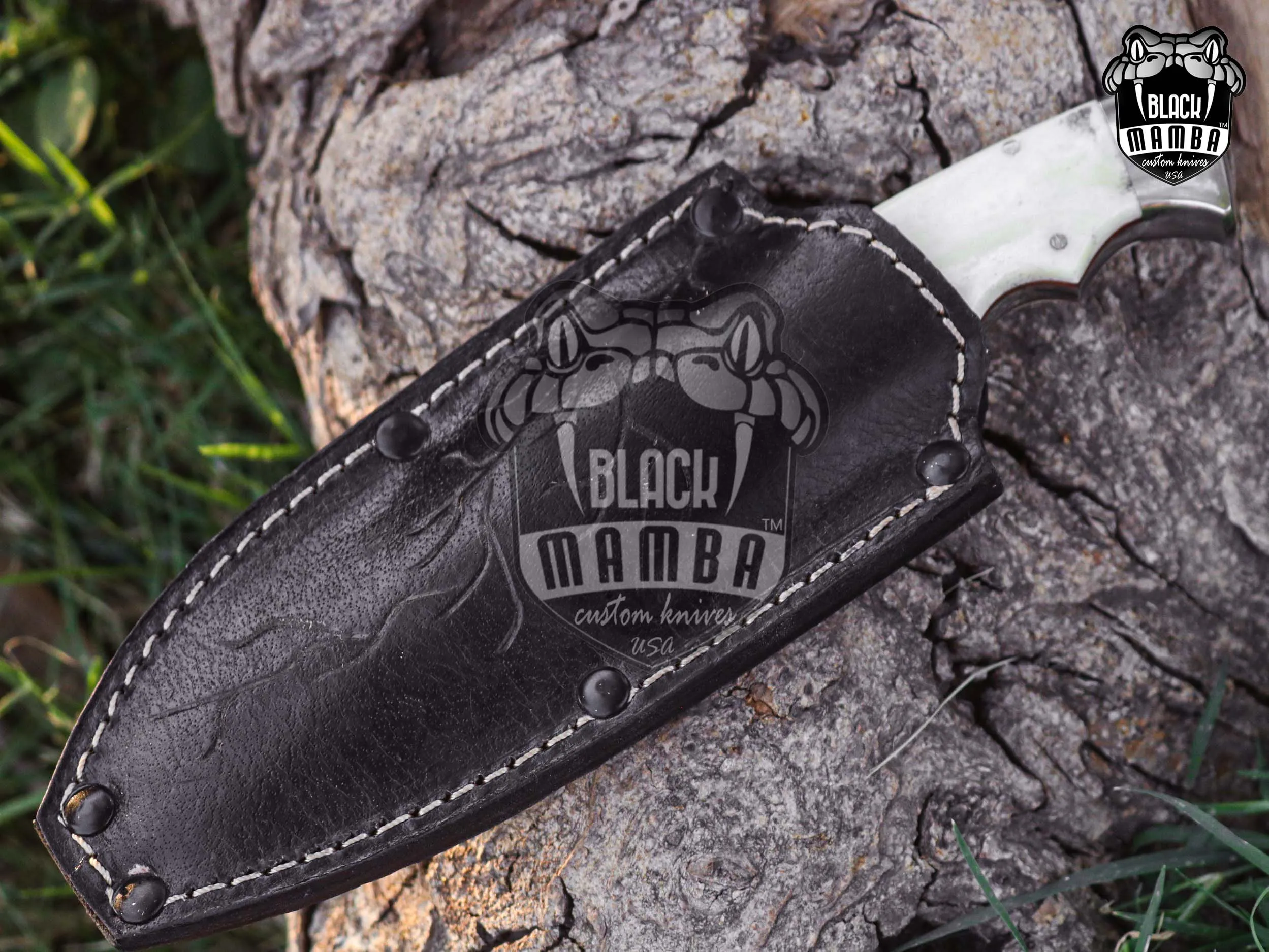Bmk-UL-30 White Bear High End Handmade Steel Hunting Knife 4.4 Inches Blade Made in USA - view 2