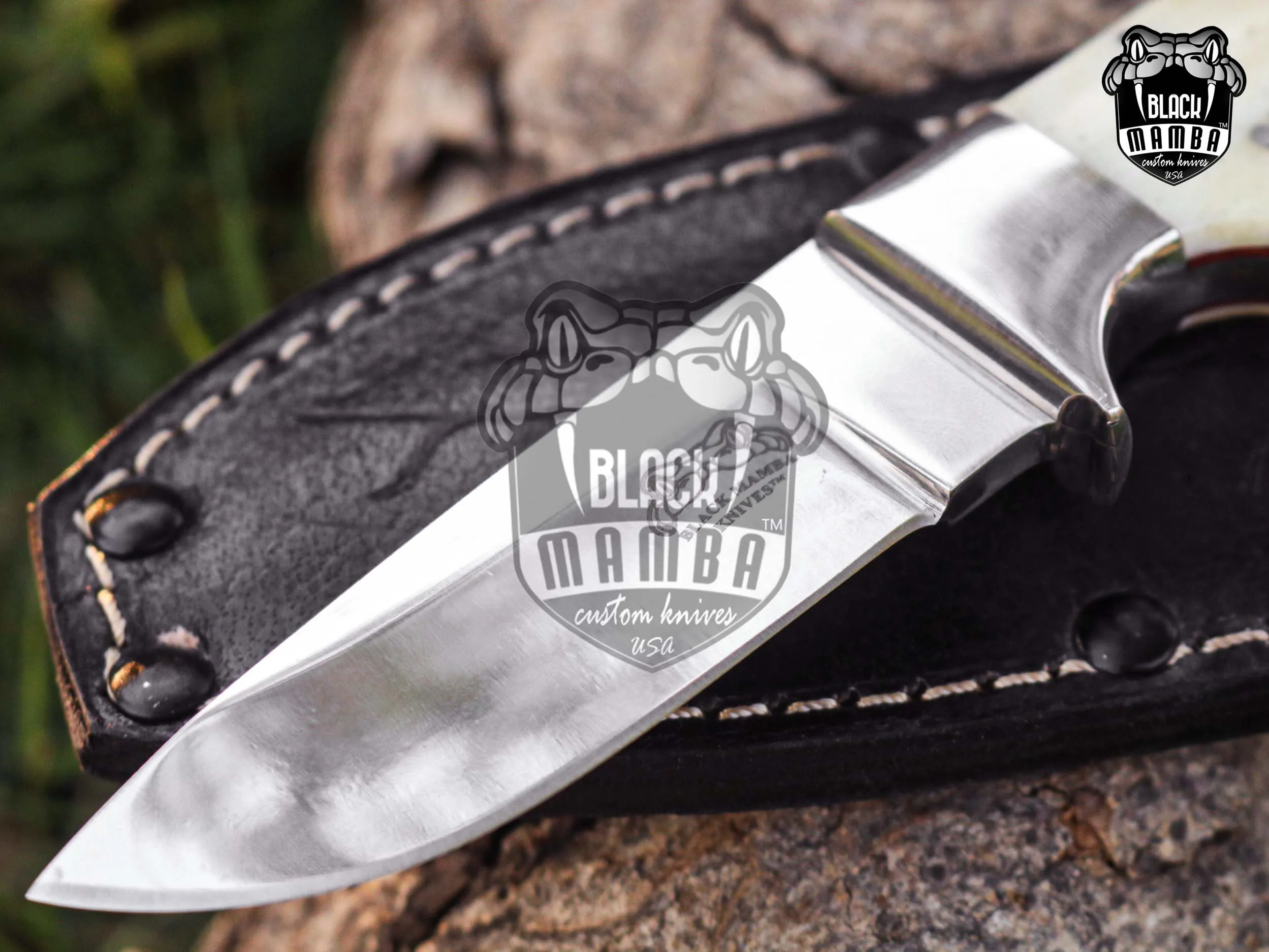 White Bear - Damascus Hunting Knife, 8″ Overall - view 7