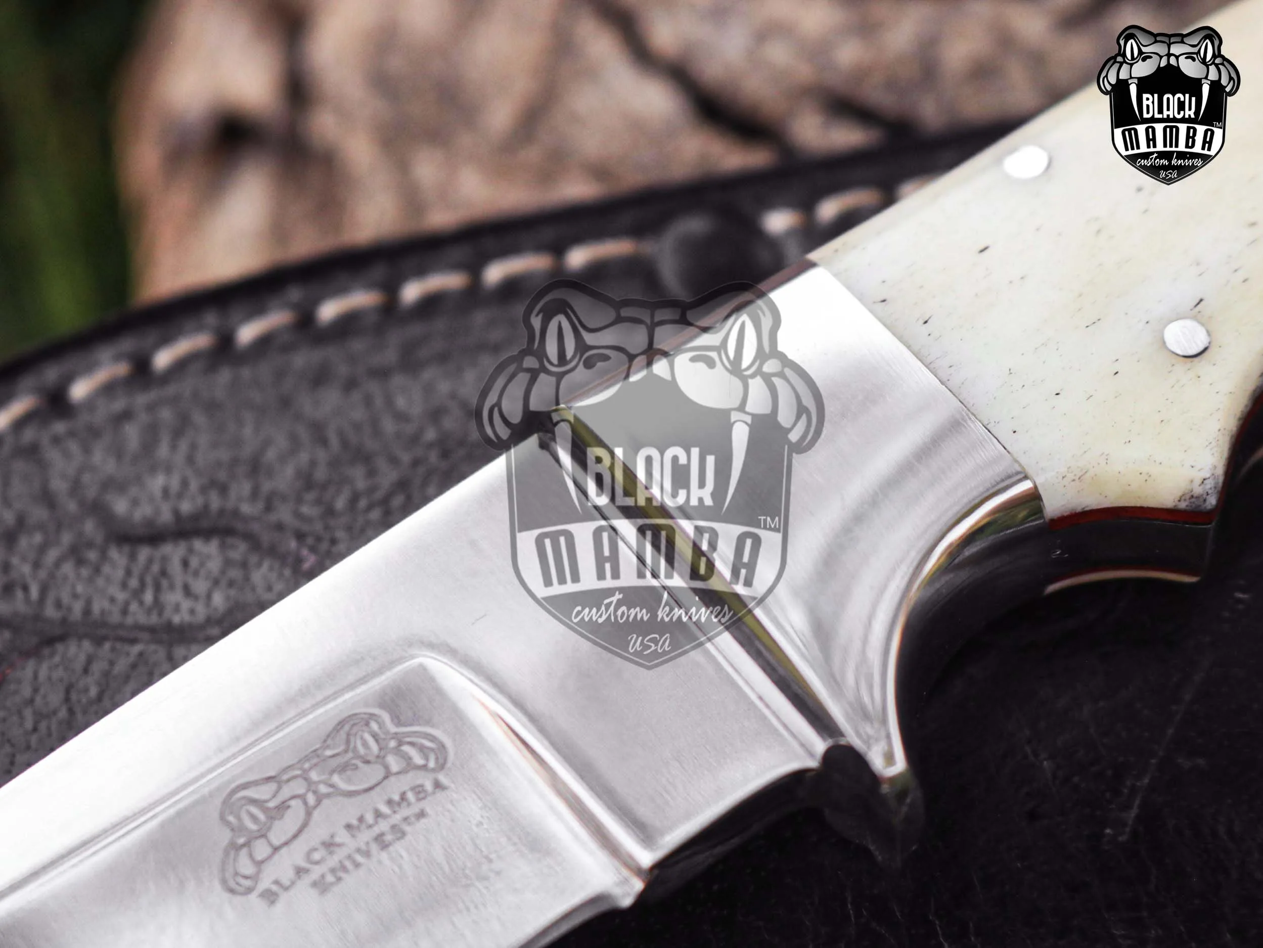 White Bear - Damascus Hunting Knife, 8″ Overall - view 6