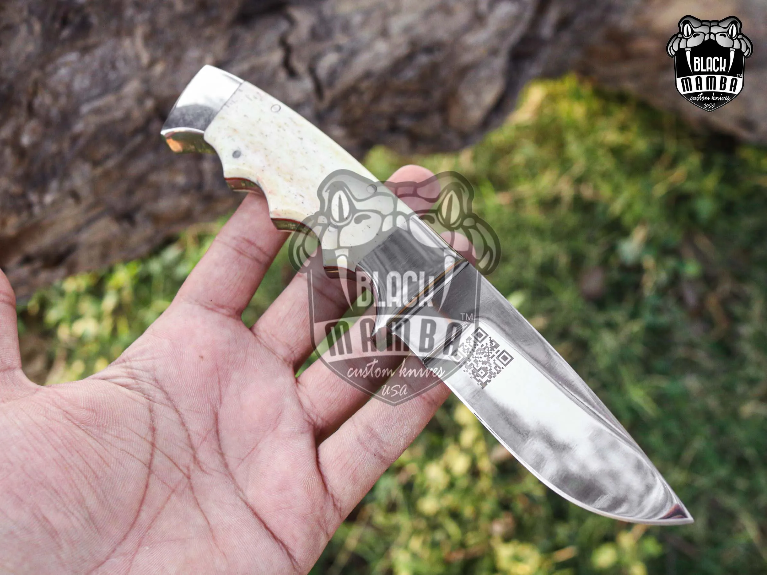White Bear - Damascus Hunting Knife, 8″ Overall - view 5