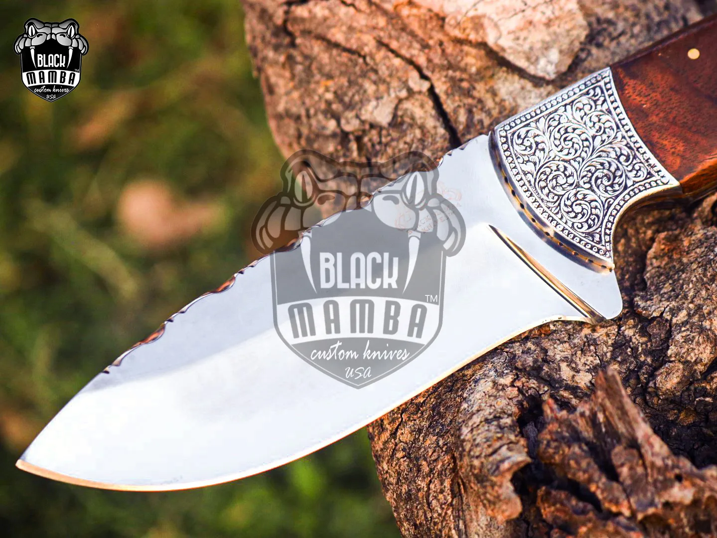 Gavial - Damascus Hunting Knife, 9.8″ Overall, Stabilized Wood Handle - view 6