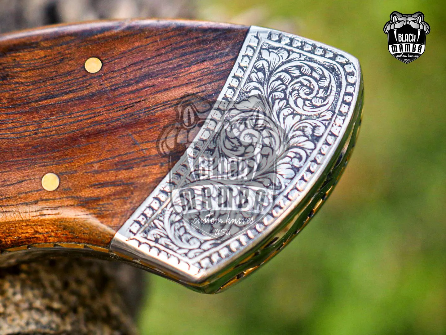 Gavial - Damascus Hunting Knife, 9.8″ Overall, Stabilized Wood Handle - view 3