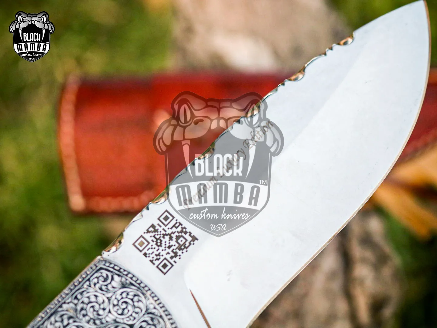 Gavial - Damascus Hunting Knife, 9.8″ Overall, Stabilized Wood Handle - view 5