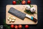African Buffalo Cleaver – Damascus Cleaver, 12" Overall, Wood Handle