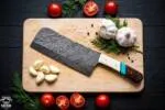 African Buffalo Cleaver - Damascus Cleaver, 12″ Overall, Wood Handle
