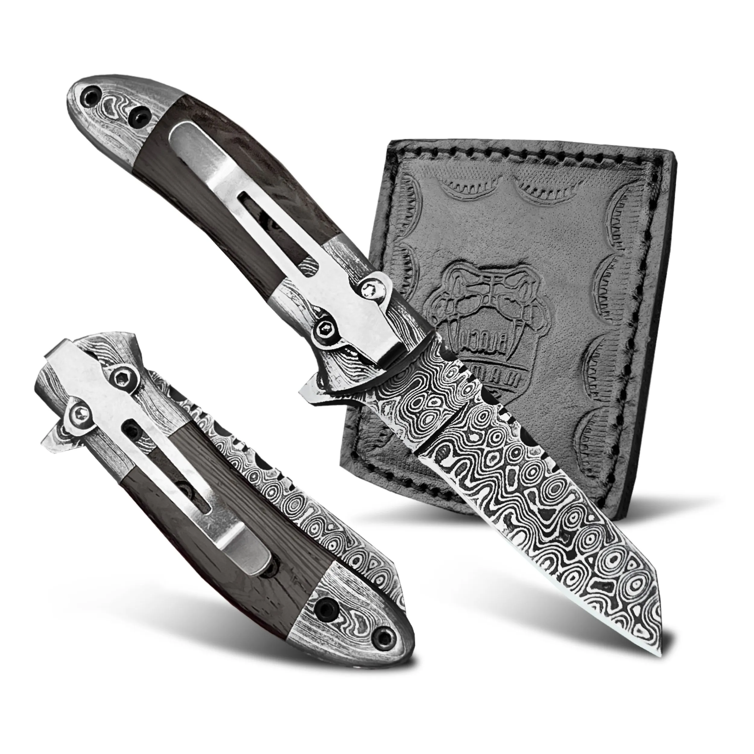Crocodile - Damascus Folding Pocket Knife, 6.25″ Overall - view 6