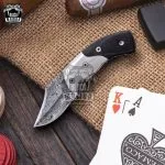 Signature - Damascus Folding Pocket Knife, 5″ Overall, Micarta Handle