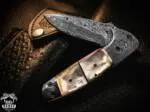 Pearl Shell - Damascus Folding Pocket Knife, 7″ Overall, Pearl Handle
