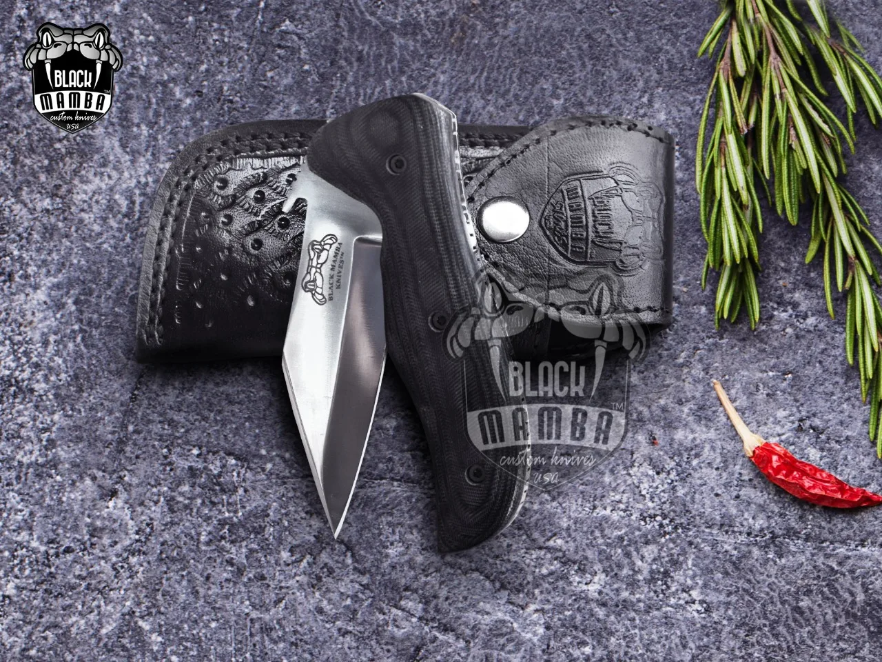 Damascus Folding Pocket Knife, 8.5″ Overall, Micarta Handle - view 3