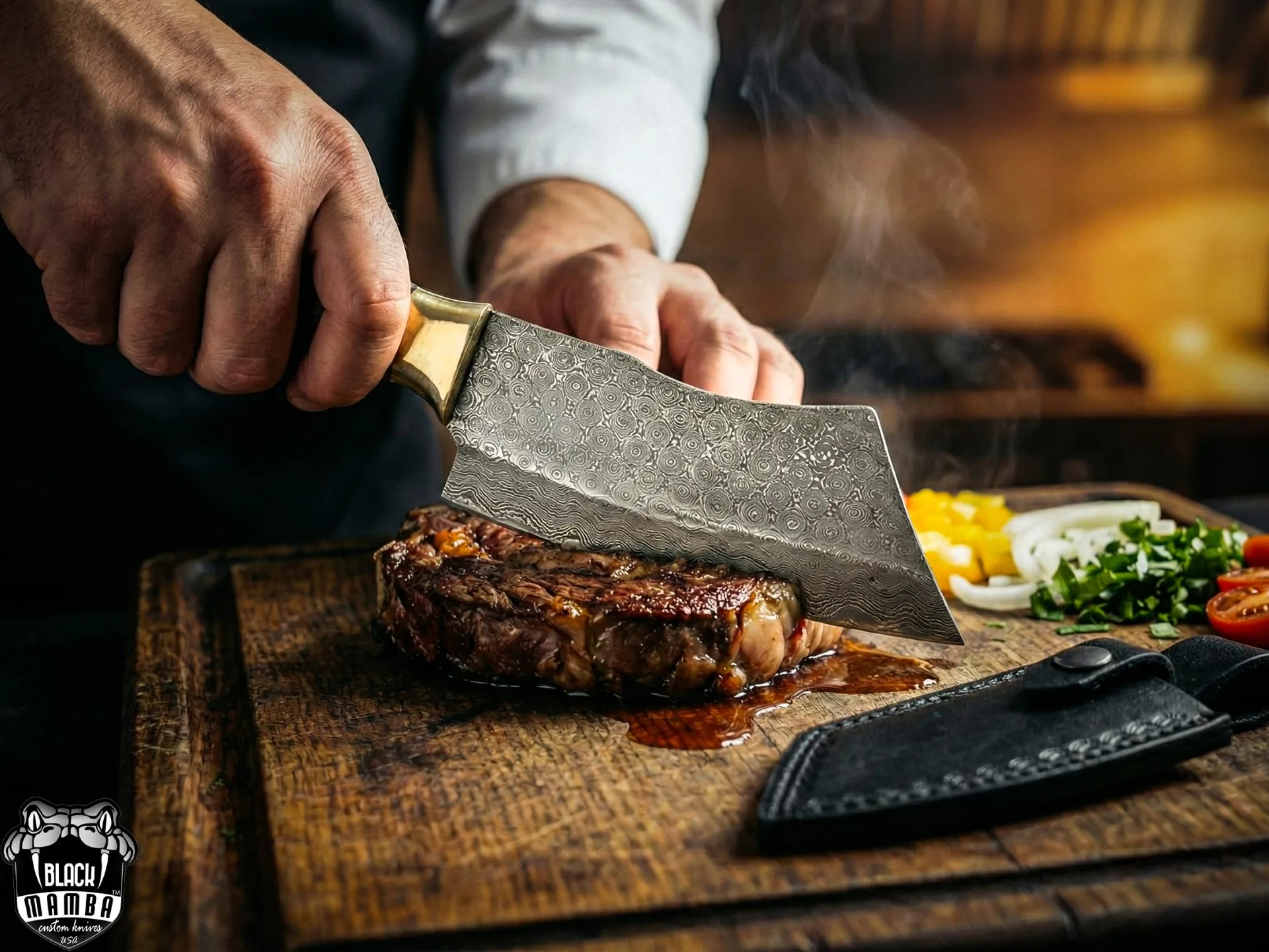 Bao Bao – Damascus Cleaver, 11″ Overall, Wood Handle - view 2