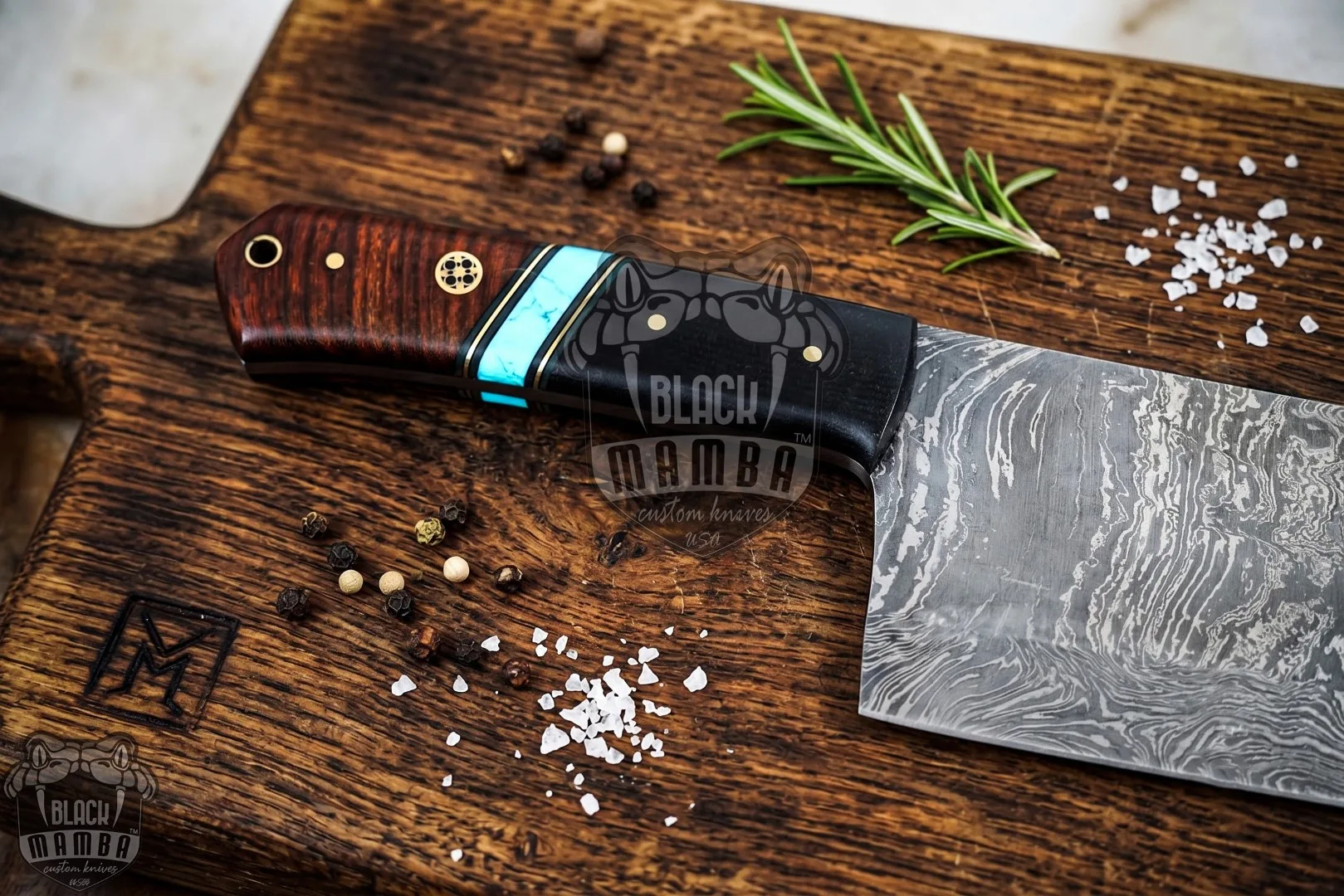 Black Panther Chef - Damascus Cleaver, 12″ Overall, Wood Handle - view 4