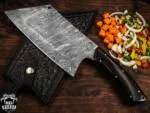 Black Panther Chef - Damascus Cleaver, 13″ Overall, Buffalo Horn Handle