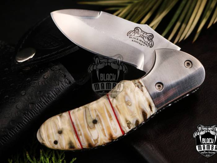 BLACK MAMBA KNIVES Bmk-451 4 Inches Closed Blade Knife VG10 Stainless Steel Folding Knife, Pocket Knife G10 Handle USA Made