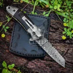 Crocodile - Damascus Folding Pocket Knife, 6.25″ Overall