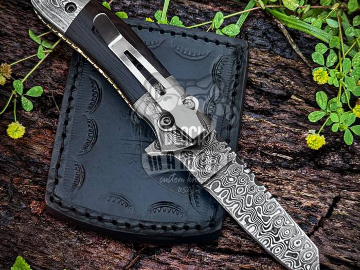 BMK-412 Crocodile 6.25″ Long 3″Blade” 2oz Damascus Pocket Knife Handmade Damascus Pocket Folding Knife Black Mamba Hand Made World Class Knives
