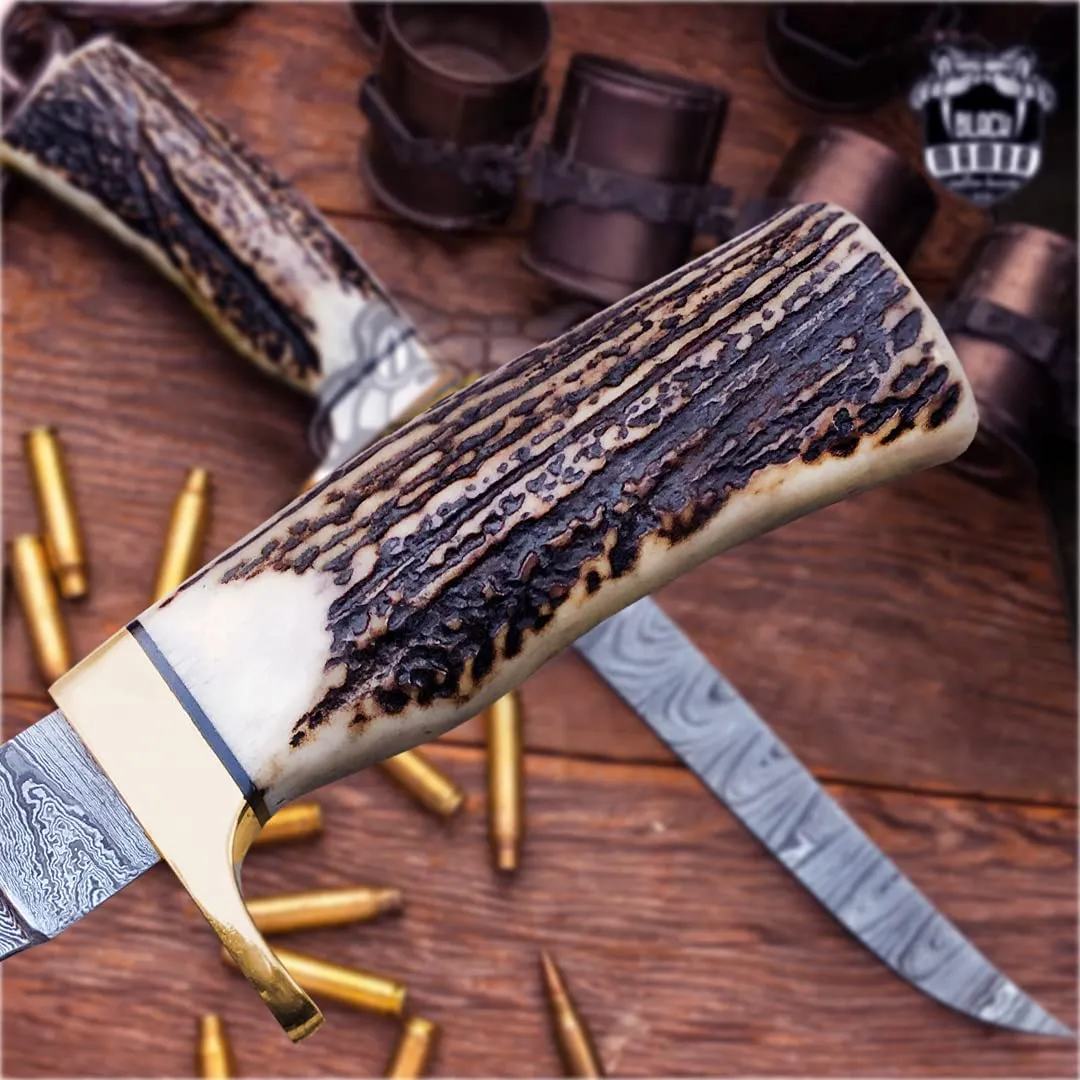 Black Mamba Knives Chef Knife Antler Kitchen Knife Fillet Stag Knife Damascus Chef Knife USA Made | BMK-719 - view 3
